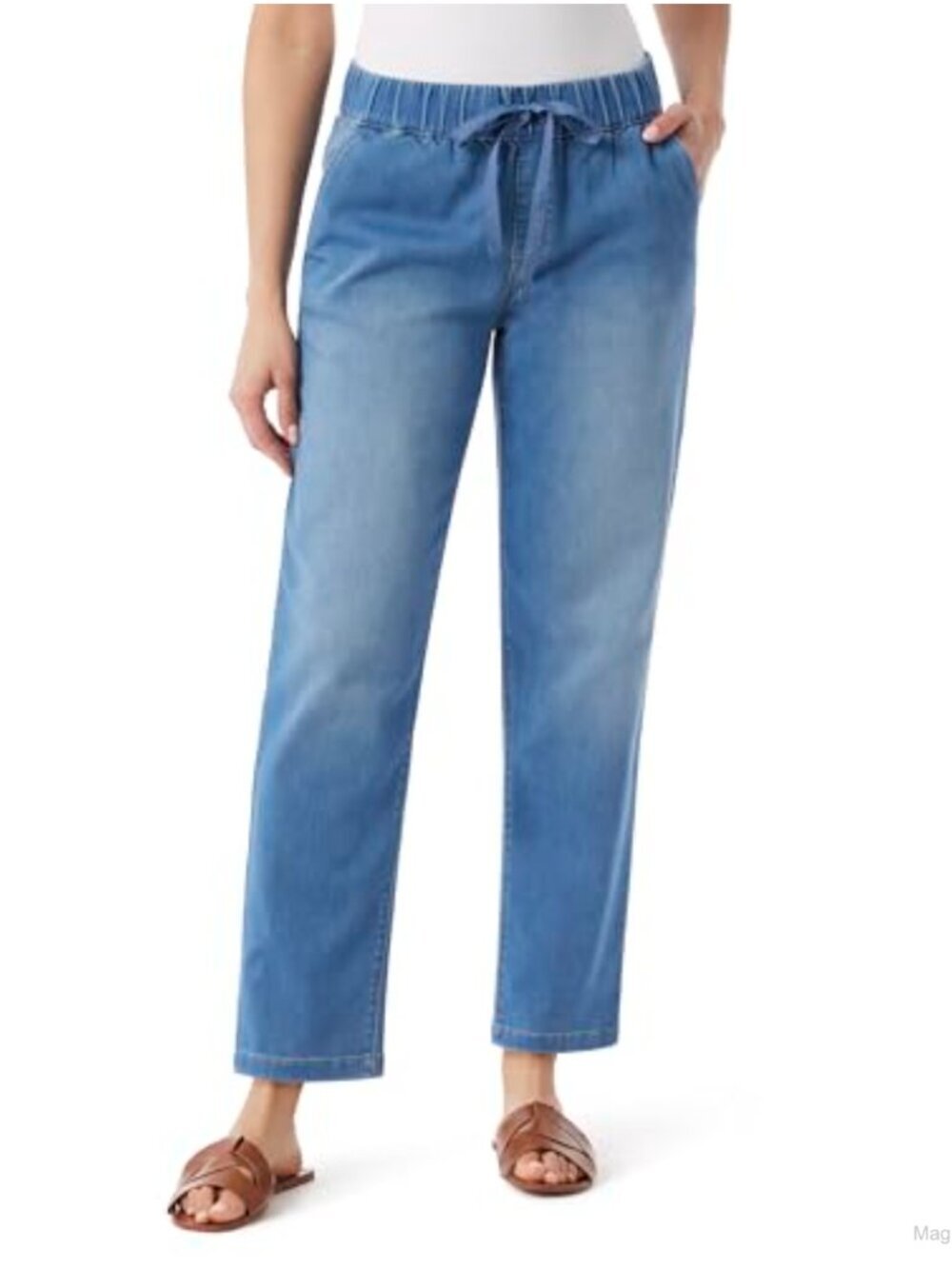 Gloria Vanderbilt Pull On High Rise Straight Leg Jeans Cotton Blend
